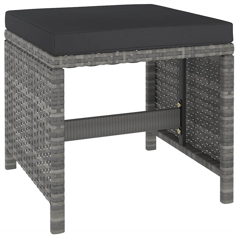 vidaXL 6 Piece Patio Dining Set with Cushions Poly Rattan Gray
