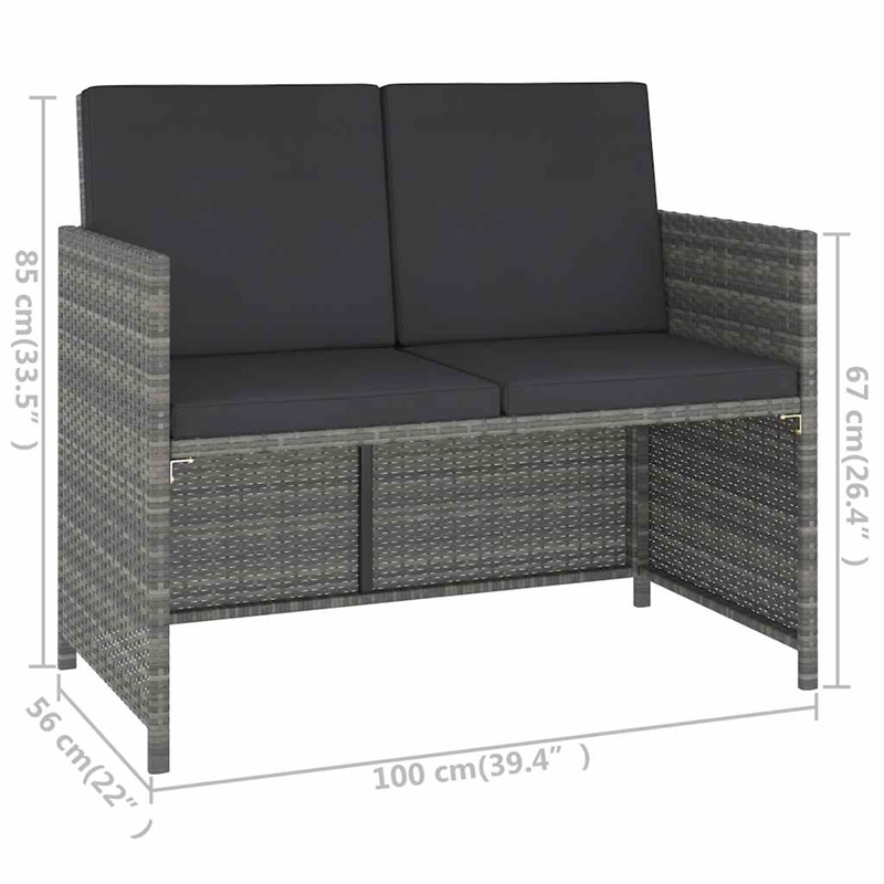 vidaXL 6 Piece Patio Dining Set with Cushions Poly Rattan Gray