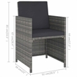 vidaXL 6 Piece Patio Dining Set with Cushions Poly Rattan Gray