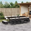 vidaXL Garden Dining Set Black/Cream White PE Rattan Large