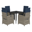 vidaXL 5 Piece Patio Dining Set with Cushions Gray Poly Rattan