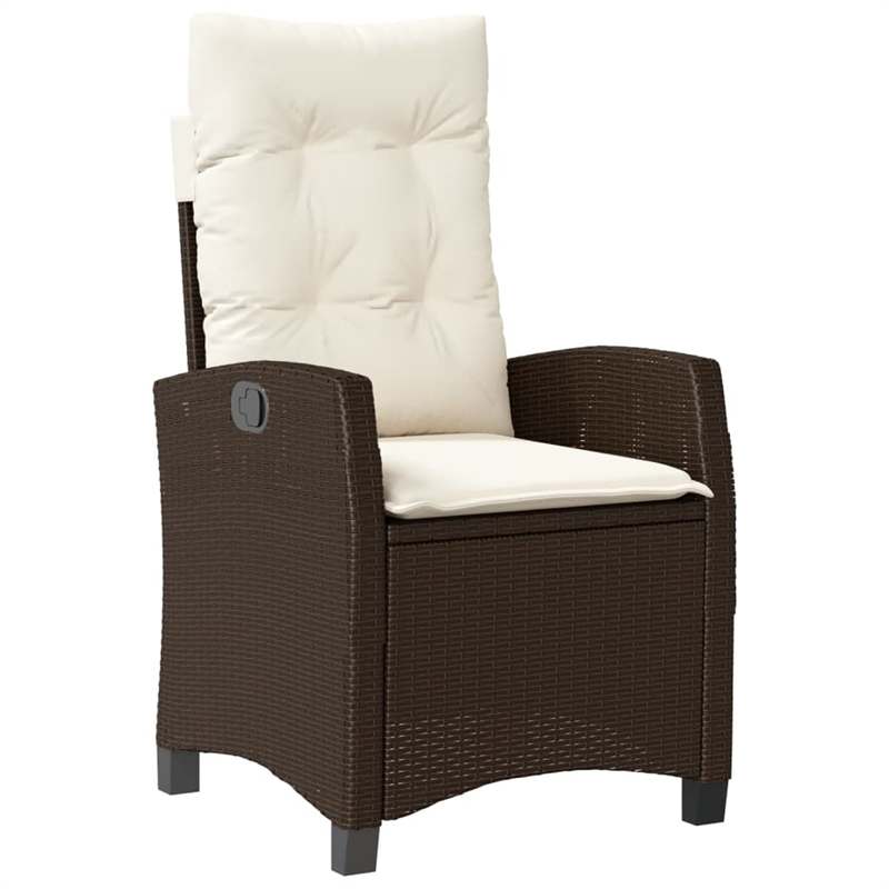 vidaXL 3 Piece Patio Dining Set with Cushions Brown Poly Rattan