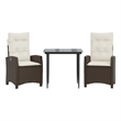 vidaXL 3 Piece Patio Dining Set with Cushions Brown Poly Rattan