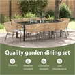 vidaXL Garden Dining Set 9 pcs Brown Powder-Coated Steel