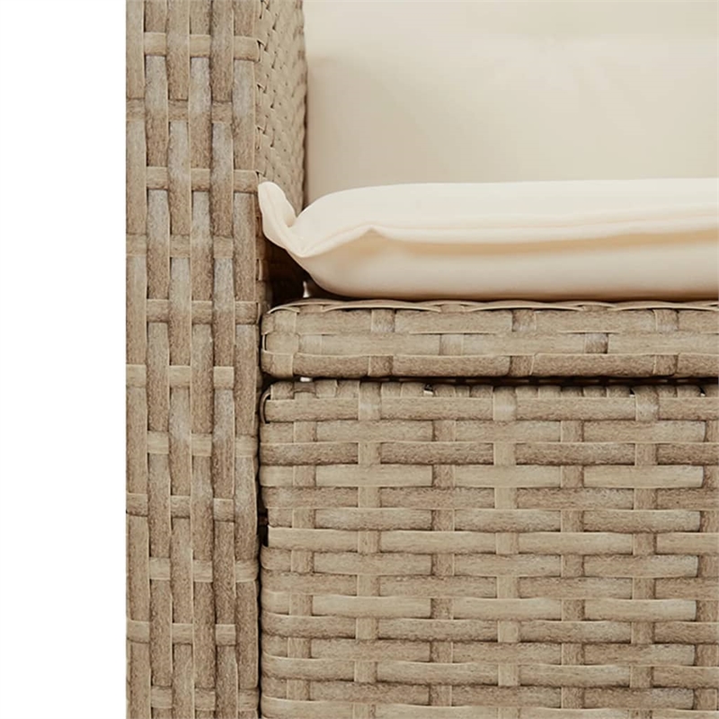 vidaXL 3 Piece Patio Dining Set with Cushions Beige Poly Rattan