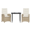 vidaXL 3 Piece Patio Dining Set with Cushions Beige Poly Rattan