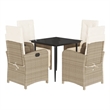 vidaXL 5 Piece Patio Dining Set with Cushions Beige Poly Rattan