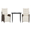 vidaXL 3 Piece Patio Dining Set with Cushions Brown Poly Rattan