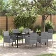 vidaXL Garden Dining Set 7 pcs Grey Poly Rattan
