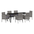 vidaXL Garden Dining Set 7 pcs Grey Poly Rattan