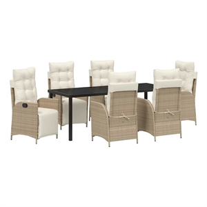 vidaXL Garden Dining Set 7 pcs Beige Poly Rattan