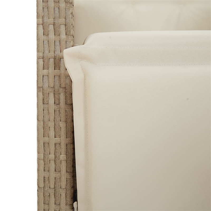 vidaXL 3 Piece Patio Dining Set with Cushions Beige Poly Rattan