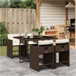 vidaXL 5 Piece Patio Dining Set with Cushions Brown Poly Rattan