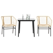 vidaXL 3 Piece Patio Dining Set Brown Poly Rattan Glass