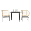 vidaXL 3 Piece Patio Dining Set Brown Poly Rattan Glass