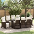 vidaXL Garden Dining Set 9 pcs Brown Poly Rattan