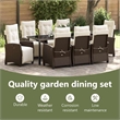 vidaXL Garden Dining Set 9 pcs Brown Poly Rattan