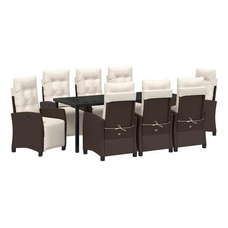 vidaXL Garden Dining Set 9 pcs Brown Poly Rattan