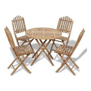 vidaXL 5 Piece Folding Patio Dining Set Bamboo