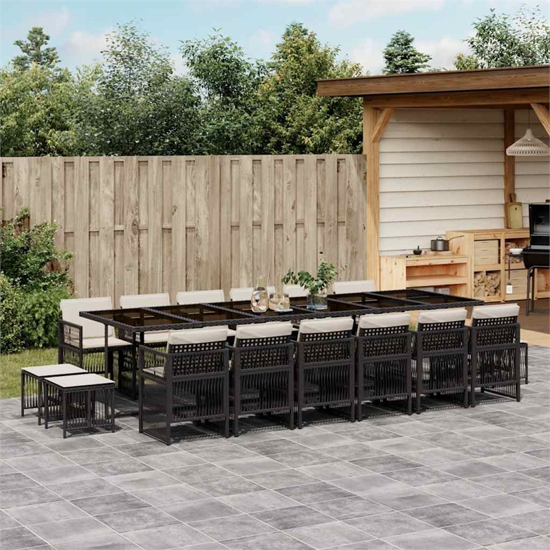 vidaXL Garden Dining Set Black/Cream White