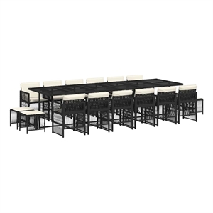 vidaXL Garden Dining Set Black/Cream White