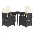 vidaXL 5 Piece Patio Dining Set with Cushions Black Poly Rattan