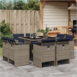 vidaXL 9 Piece Garden Dining Set with Cushions Grey Poly Rattan