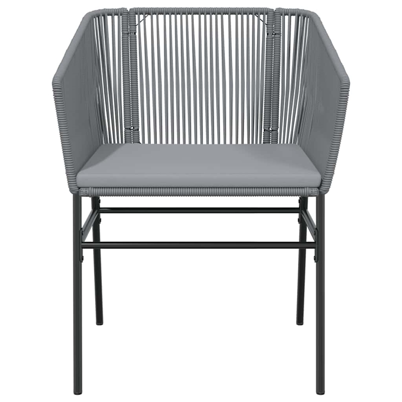vidaXL 5 Piece Patio Dining Set with Cushions Gray Poly Rattan Glass