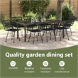 vidaXL Garden Dining Set 9 pcs Black Powder-Coated Steel