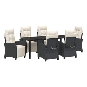 vidaXL Garden Dining Set 7 pcs Black Poly Rattan