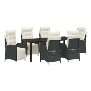 vidaXL Garden Dining Set 7 pcs Black Poly Rattan