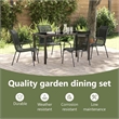 vidaXL Garden Dining Set 5 pcs Black Powder-Coated Steel