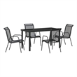 vidaXL Garden Dining Set 5 pcs Black Powder-Coated Steel