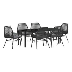 vidaXL Garden Dining Set 7 pcs Black Poly Rattan