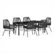 vidaXL Garden Dining Set 7 pcs Black Poly Rattan