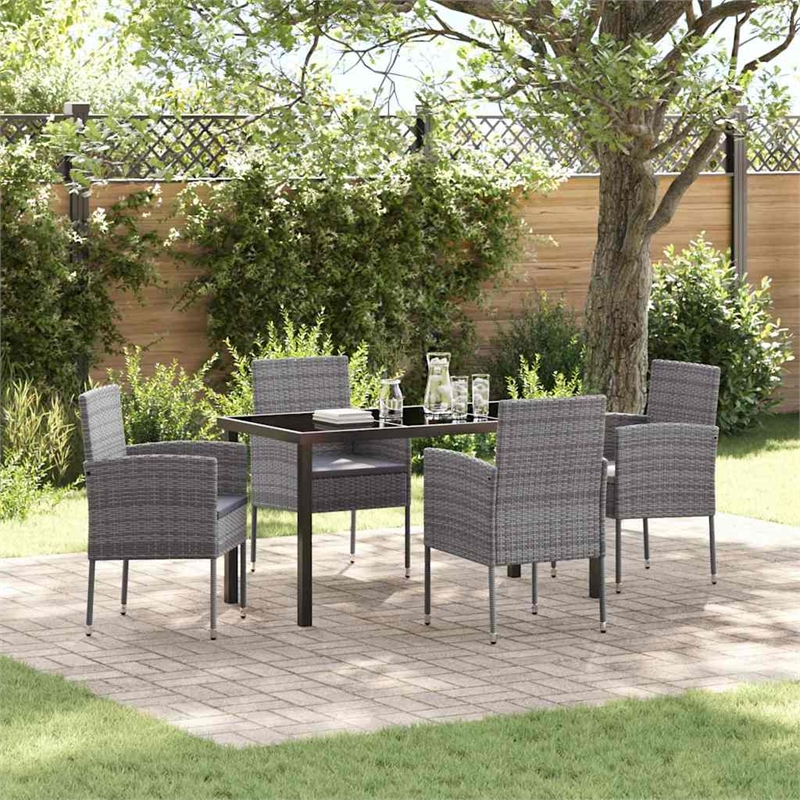 vidaXL Garden Dining Set 5 pcs Grey Poly Rattan
