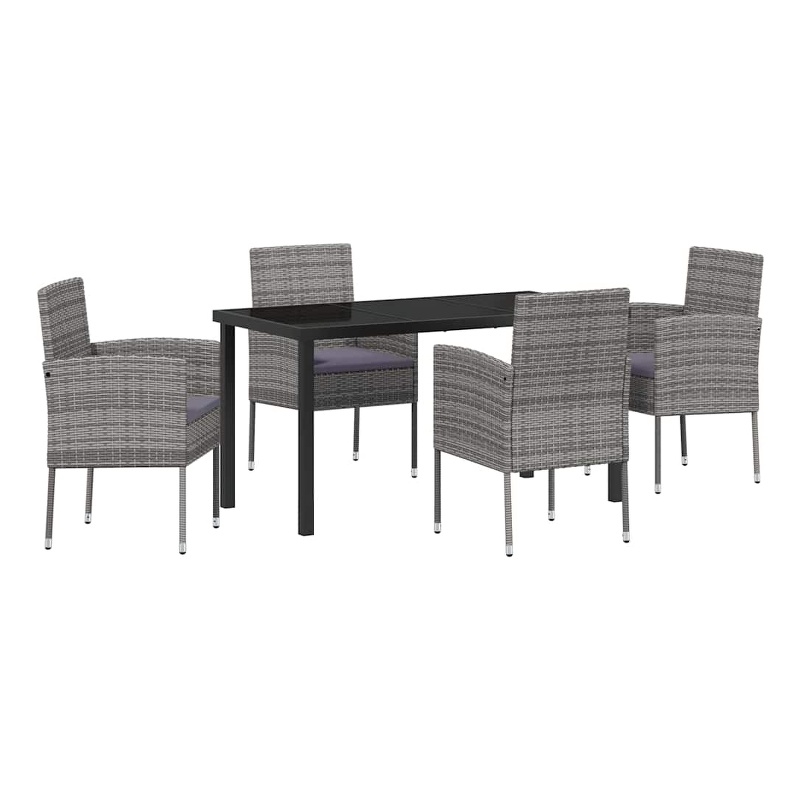 vidaXL Garden Dining Set 5 pcs Grey Poly Rattan