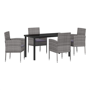 vidaXL Garden Dining Set 5 pcs Grey Poly Rattan