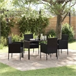 vidaXL Garden Dining Set 5 pcs Black Poly Rattan