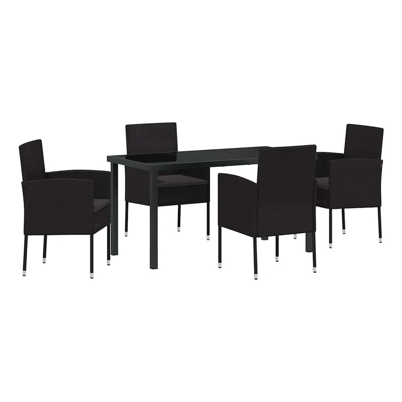 vidaXL Garden Dining Set 5 pcs Black Poly Rattan