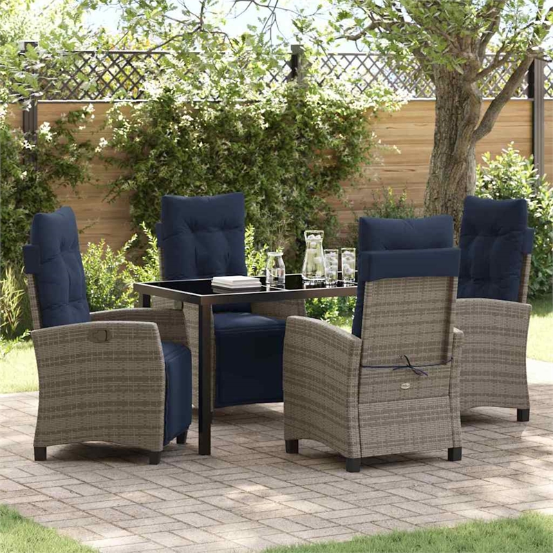 vidaXL Garden Dining Set 5 pcs Grey Poly Rattan