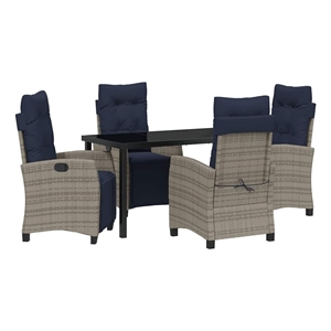 vidaXL Garden Dining Set 5 pcs Grey Poly Rattan