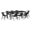 vidaXL Garden Dining Set 9 pcs Black Powder-Coated Steel