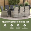 vidaXL Garden Dining Set 9 pcs Grey Poly Rattan