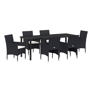 vidaXL Garden Dining Set 7 pcs Black Poly Rattan