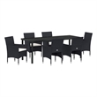vidaXL Garden Dining Set 7 pcs Black Poly Rattan
