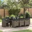 vidaXL Garden Dining Set 9 pcs Grey Poly Rattan