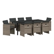 vidaXL Garden Dining Set 9 pcs Grey Poly Rattan