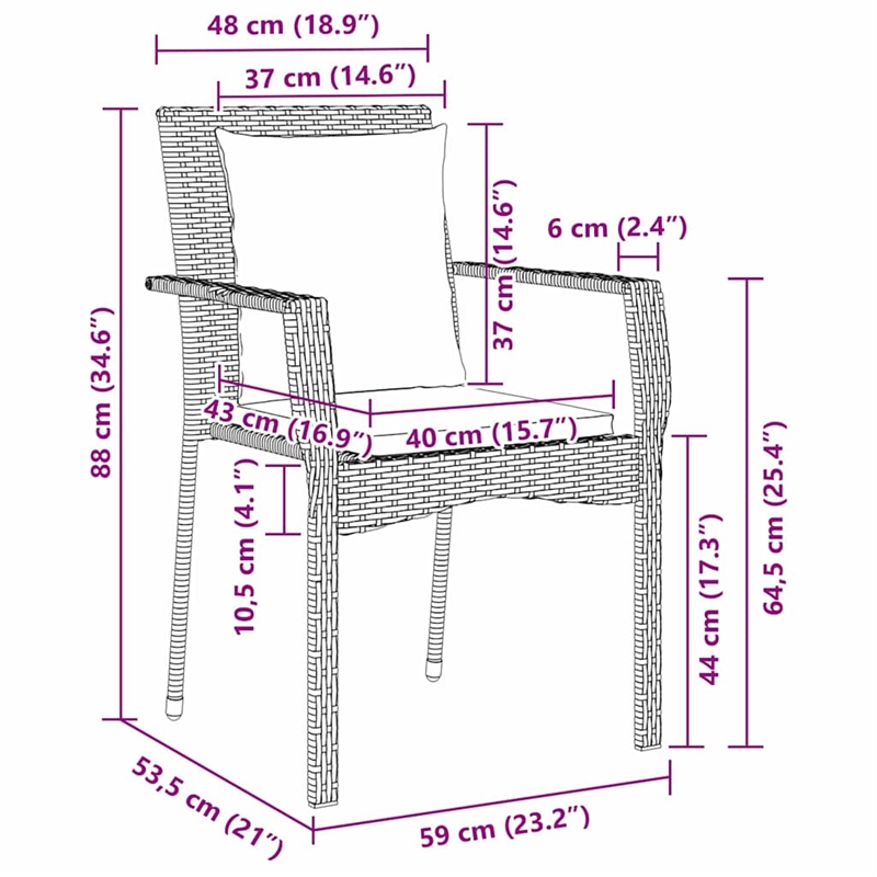 vidaXL Garden Dining Set 7 pcs Grey Poly Rattan