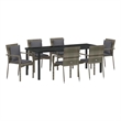 vidaXL Garden Dining Set 7 pcs Grey Poly Rattan